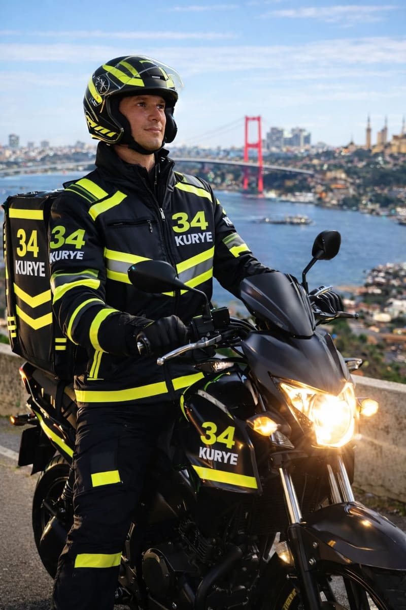 34 Moto Kurye motosikletli kurye, gündüz görevde